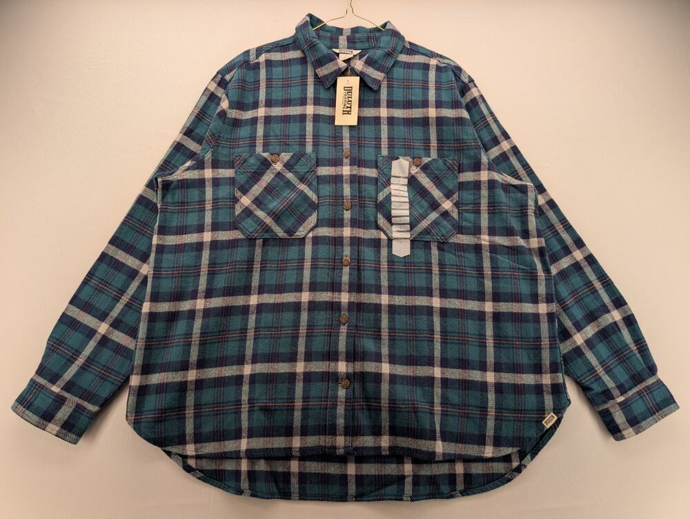 NWT Duluth Trading Co Women's Oversized Burlyweight Flannel Shirt in Green sz L